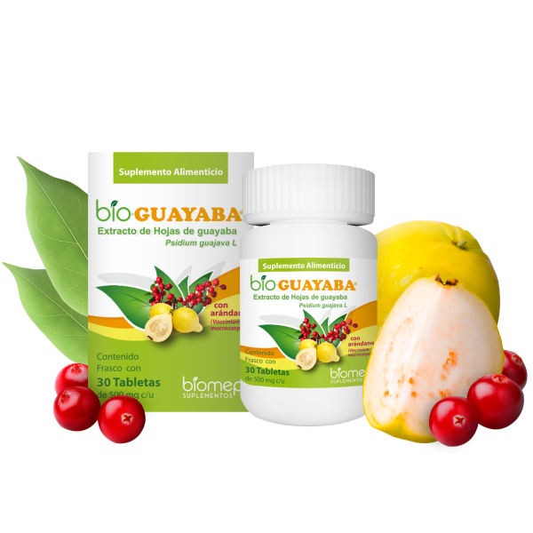 Suplemento alimenticio de hojas de guayaba y arándano